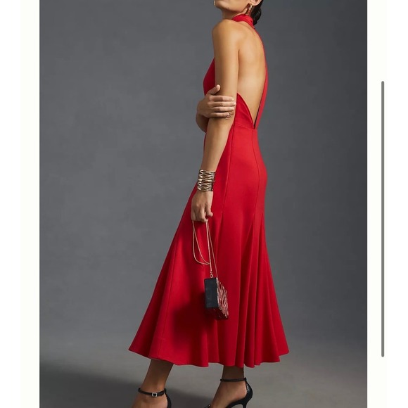 Anthropologie Maeve Women's Halter Midi Dress Red Sz XL - Picture 3 of 10